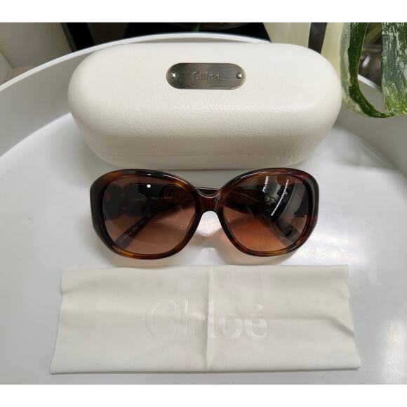 Chloe Oversized Square Sunglasses Tortoise Shell CL2240A C04 Gold Hardware main image 3